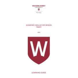 Learning Guide - Acadmic Skills for Design (700221) - Term 1 2016