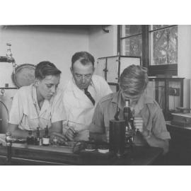 Laboratory - Two students assisted by lecturer [Hawkesbury Agricultural College (HAC)]