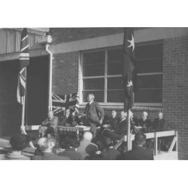 Opening of the Cannery and Packing House (3 of 6) - EA Southee (Principal) giving an address [Hawkesbury Agricultural College (HAC)]