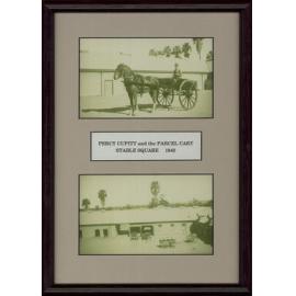 Percy Cupitt & the Parcel Cart / Stable Square 1945 - Two framed images