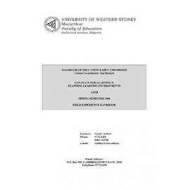 Field Experience Handbook - Contexts for Learning 5 Planning Learning Environments (A2148) - Spring 2000