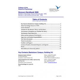 Honours Handbook - 100980 - Psychology Honours Thesis - 2009