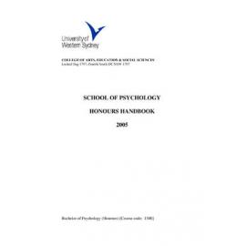 Honours Handbook - School of Psychology - 2005