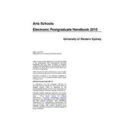 Postgraduate Handbook - Arts Schools [University of Western Sydney (UWS)] - 2015
