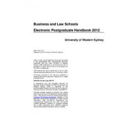 Postgraduate Handbook - Business and Law Schools [University of Western Sydney (UWS)] - 2012