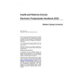 Postgraduate Handbook - Health and Medicine Schools [Western Sydney University] - 2020