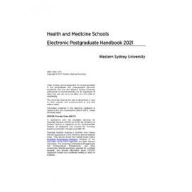 Postgraduate Handbook - Health and Medicine Schools [Western Sydney University] - 2021