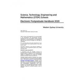 Postgraduate Handbook - Science, Technology, Engineering and Mathematics Schools [Western Sydney University] - 2020