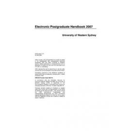 Postgraduate Handbook - University of Western Sydney (UWS) - 2007
