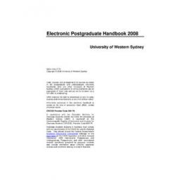 Postgraduate Handbook - University of Western Sydney (UWS) - 2008