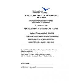 Practicum Evaluation Handbook - School Placement (100590) - 1H 2007