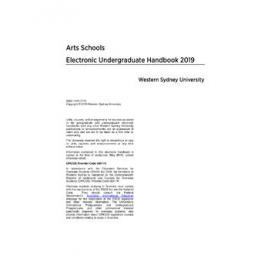 Undergraduate Handbook - Arts Schools [Western Sydney University] - 2019