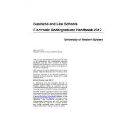 Undergraduate Handbook - Business and Law Schools [University of Western Sydney (UWS)] - 2012