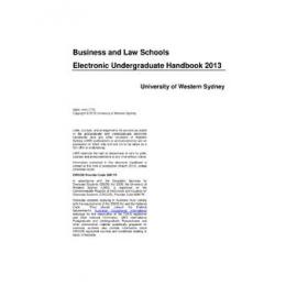 Undergraduate Handbook - Business and Law Schools [University of Western Sydney (UWS)] - 2013