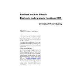 Undergraduate Handbook - Business and Law Schools [University of Western Sydney (UWS)] - 2015