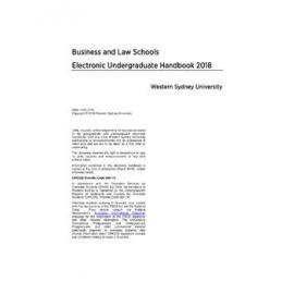 Undergraduate Handbook - Business and Law Schools [Western Sydney University] - 2018