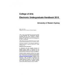 Undergraduate Handbook - College of Arts [University of Western Sydney (UWS)] - 2010