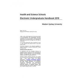 Undergraduate Handbook - Health and Science Schools [Western Sydney University] - 2019