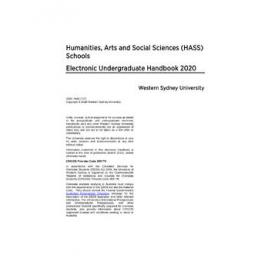 Undergraduate Handbook - Humanities, Arts and Social Sciences Schools [Western Sydney University] - 2020