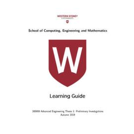 Learning Guide - Advanced Engineering Thesis 1: Preliminary Investigations (300969) - Autumn 2019