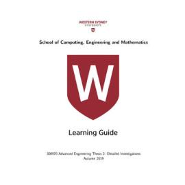 Learning Guide - Advanced Engineering Thesis 2: Detailed Investigations (300970) - Autumn 2019