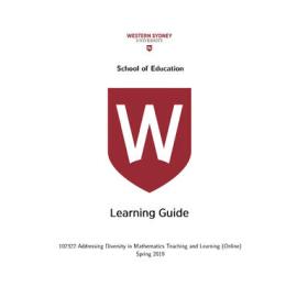 Learning Guide - Addressing Diversity in Mathematics Teaching and Learning (Online) (102322) - Spring 2019