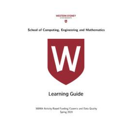 Learning Guide - Activity Based Funding/Casemix and Data Quality (300954) - Spring 2019
