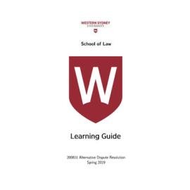 Learning Guide - Alternative Dispute Resolution (200811) - Spring 2019