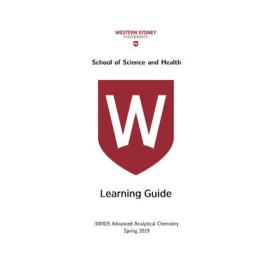Learning Guide - Advanced Analytical Chemistry (300925) - Spring 2019