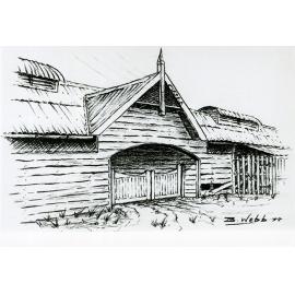 Sketch of Stable Square, by Brian Webb, staff member [Hawkesbury Agricultural College (HAC)] - Print 2 of 2