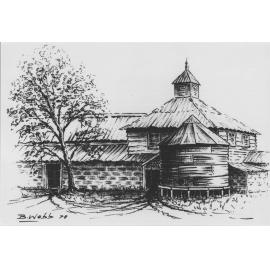 Print - Sketch by Brian Webb (3 of 5) - Dairy (H4) - [Hawkesbury Agricultural College (HAC)]