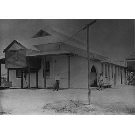 Dairy Factory (exterior): with two men standing outside [Hawkesbury Agricultural College (HAC)]