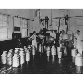 Dairy Factory (interior) - Separating Room - Students at work [Hawkesbury Agricultural College (HAC)]