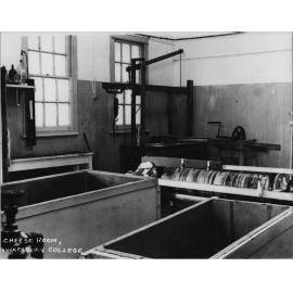 Dairy Factory (interior): Cheese room, showing vats and other equipment [Hawkesbury Agricultural College (HAC)]