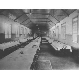 Dining Hall (interior) - tables set for dinner (no people) [Hawkesbury Agricultural College (HAC)]