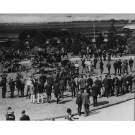 Group of students (farmers?) standing on the Fairy Circle [Hawkesbury Agricultural College (HAC)]