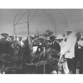 Winter School for Farmers, 1900s - student farmers observing a demonstration from HAC Gardener Hugh Reid at the Fairy Circle [Hawkesbury Agricultural College (HAC)]