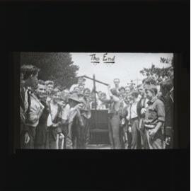 Group of students with the words 'The End' written on slide [Hawkesbury Agricultural College (HAC)]