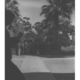 Quadrangle - Mailman arrives and students receive mail [Hawkesbury Agricultural College (HAC)]