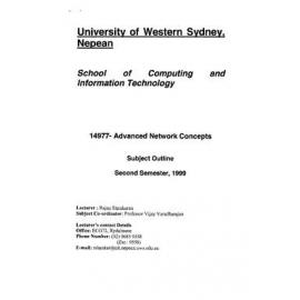 Subject Outline - Advanced Network Concepts (14977) - Spring 1999