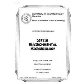 Subject Outline - Environmental Microbiology - D3711G Autumn 1999