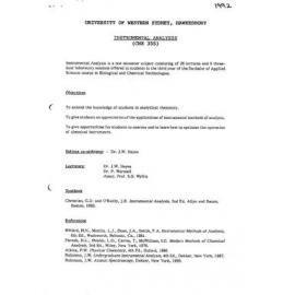 CHE355 Instrumental Analysis - Subject Outline - Autumn 1992(2)