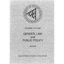 Course Outline - Gender, Law & Public Policy (LW205A) - Autumn 1997