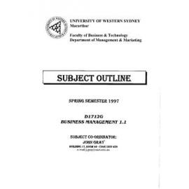 Subject Outline -  D1712G Business Management - SPRING 1997