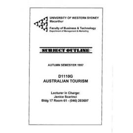 Subject Outline -  D1110G Australian Tourism - AUTUMN 1997