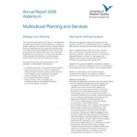 Annual Report - University of Western Sydney (UWS) - 2009 - (Addendum)