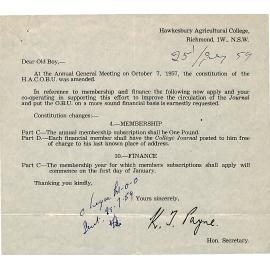 HAC - Report - Annual General Meeting - 7 Oct 1957 - Amendments to the constitution of the H.A.C.O.B.U