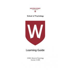 Learning Guide - Abnormal Psychology (101681) - Summer A 2020