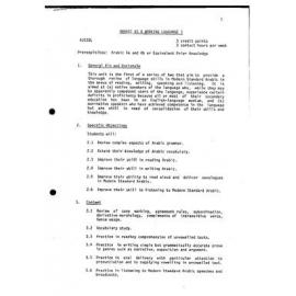 Unit Outline - Arabic as a Working Language 1 (A1033L) - Autumn 1989