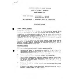 Unit Outline - Accounting 1A, Accounting 1A (A) (D1301G, D1700G) - Autumn 1989